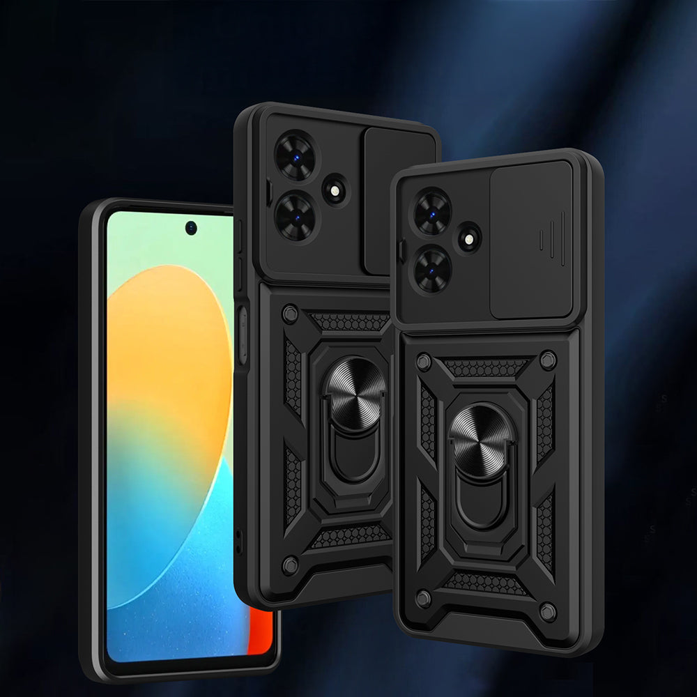 Tecno Spark Go 2 Kılıf Magnetik Standlı Kamera Korumalı Sürgülü Vega Kapak Mavi
