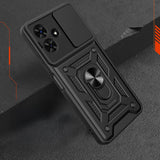 Tecno Spark Go 2 Kılıf Magnetik Standlı Kamera Korumalı Sürgülü Vega Kapak Siyah