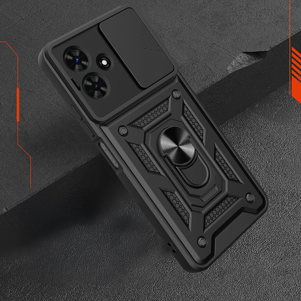 Tecno Spark Go 2 Kılıf Magnetik Standlı Kamera Korumalı Sürgülü Vega Kapak Mavi