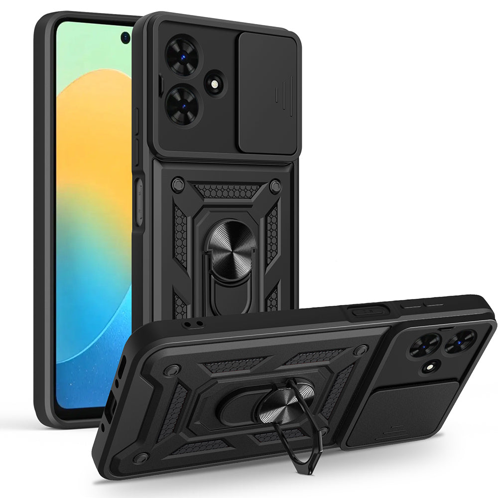 Tecno Spark Go 2 Kılıf Magnetik Standlı Kamera Korumalı Sürgülü Vega Kapak Mavi