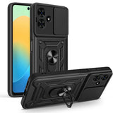 Tecno Spark Go 2 Kılıf Magnetik Standlı Kamera Korumalı Sürgülü Vega Kapak Mavi
