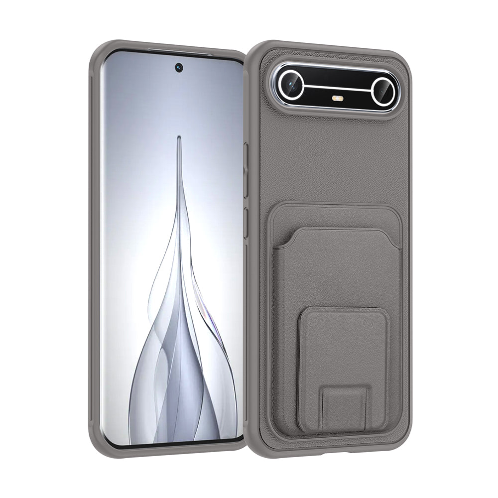 Tecno Spark Slim 5G Kılıf Kartlıklı TPU Bikart Kapak Gri