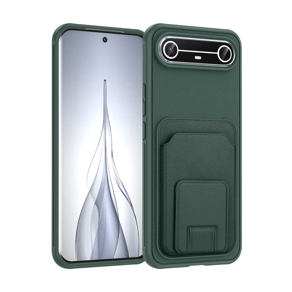 Tecno Spark Slim 5G Kılıf Kartlıklı TPU Bikart Kapak Koyu Yeşil