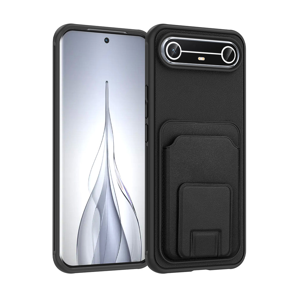 Tecno Spark Slim 5G Kılıf Kartlıklı TPU Bikart Kapak Siyah