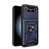 Tecno Spark Slim 5G Kılıf Magnetik Standlı Kamera Korumalı Sürgülü Vega Kapak Siyah