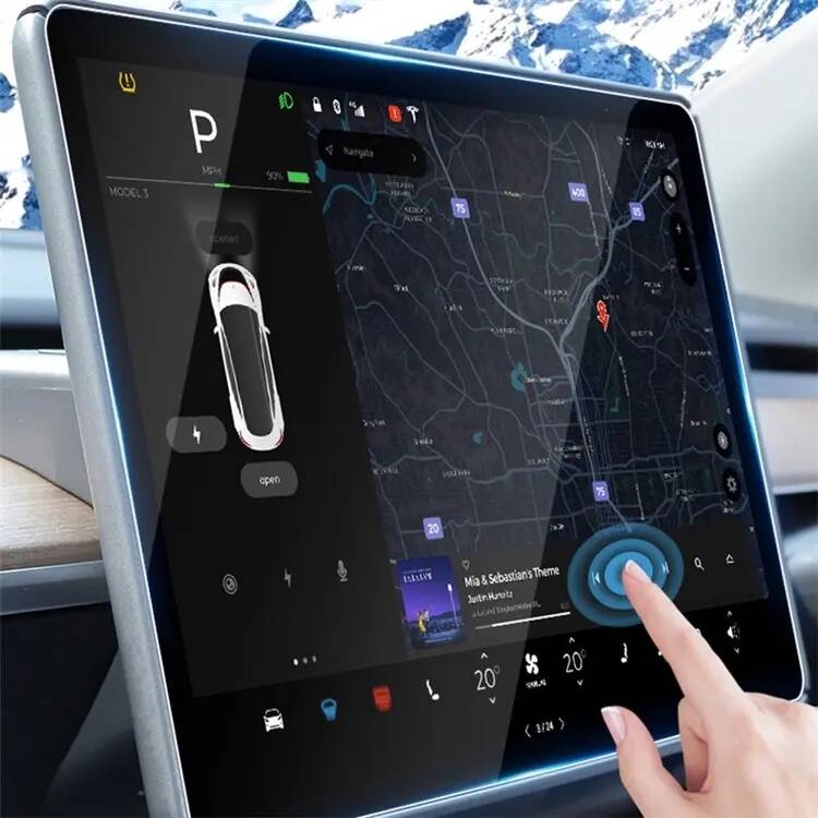 Tesla Model Y Zore Araç Multimedya Temperli Cam Ekran Koruyucu Renksiz