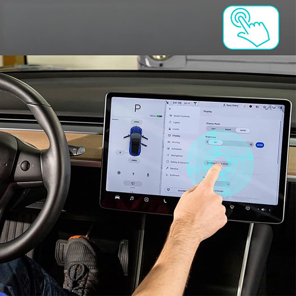 Tesla Yeni Model Y 2in1 Araç Multimedya Ekran Koruyucu Uygulama Aparatlı Zore Premium Mat Temperli Cam Ekran Koruyucu Şeffaf