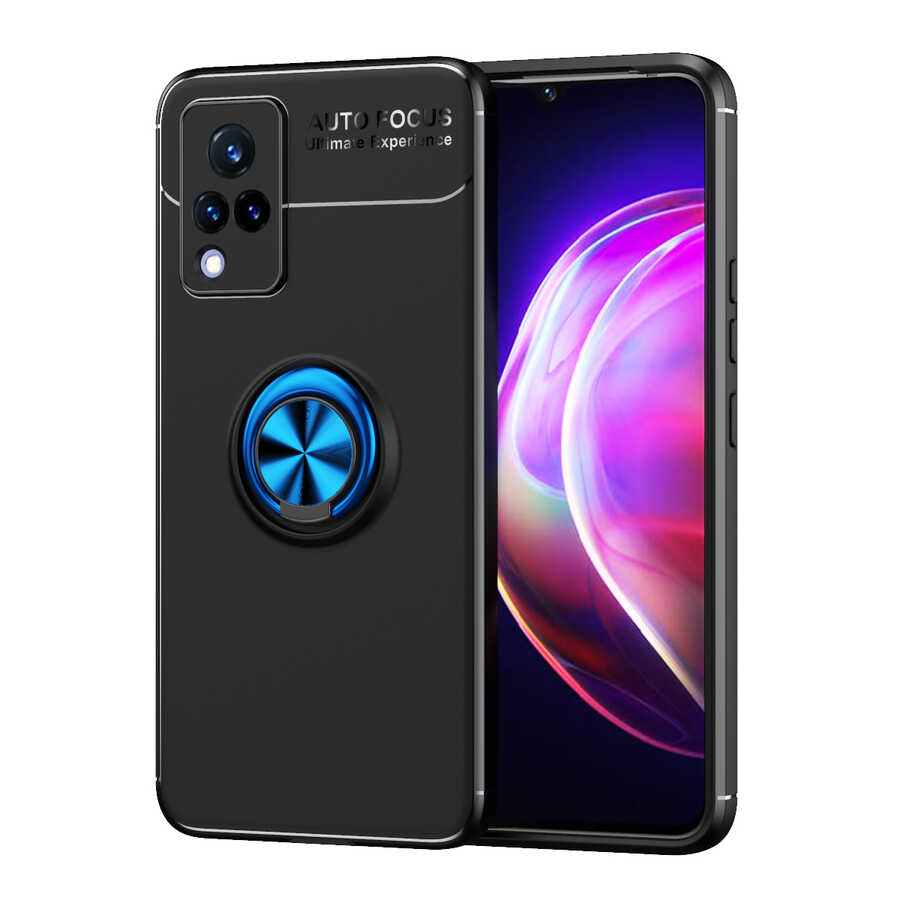Vivo V21 Kılıf Zore Ravel Silikon Kapak Siyah-Kırmızı
