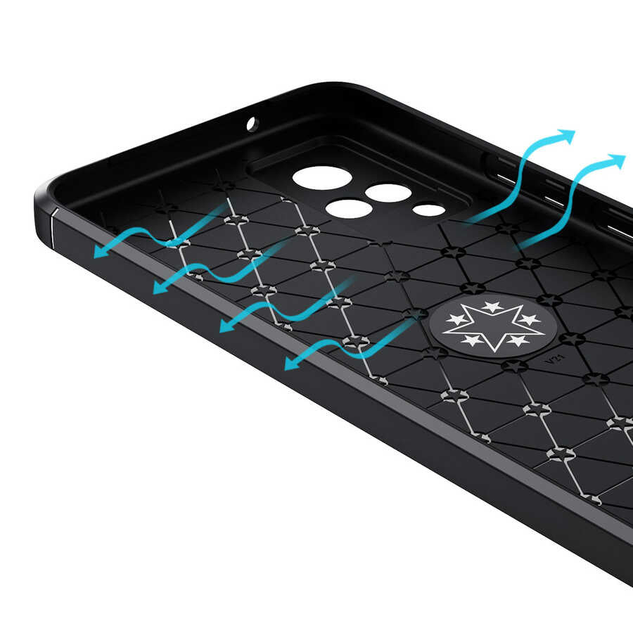 Vivo V21 Kılıf Zore Ravel Silikon Kapak Siyah