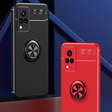 Vivo V21 Kılıf Zore Ravel Silikon Kapak Siyah-Kırmızı