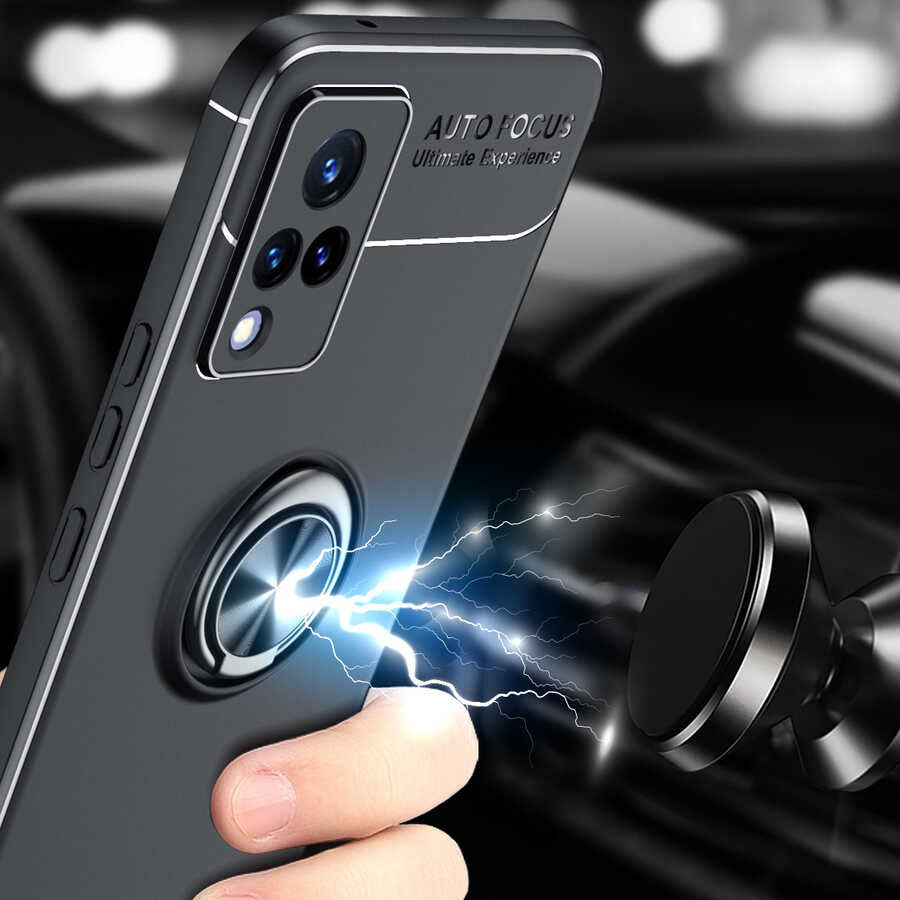 Vivo V21 Kılıf Zore Ravel Silikon Kapak Siyah
