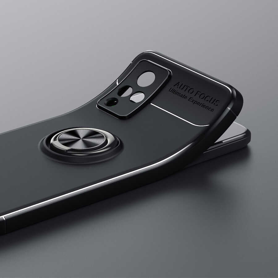 Vivo V21 Kılıf Zore Ravel Silikon Kapak Siyah-Kırmızı