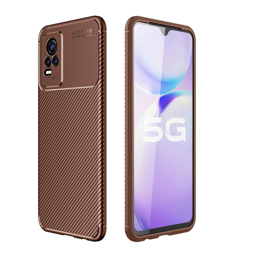Vivo V21E Kılıf Zore Negro Silikon Kapak Kahverengi
