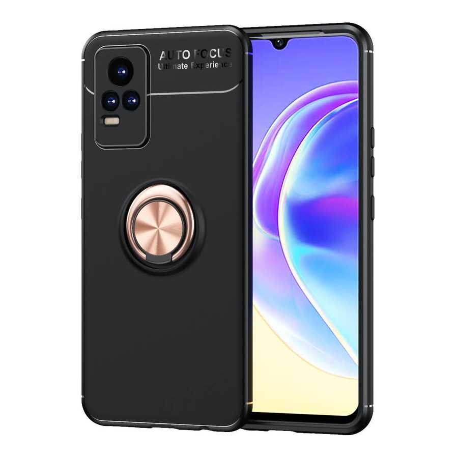 Vivo V21E Kılıf Zore Ravel Silikon Kapak Siyah-Mavi