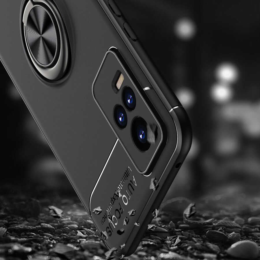 Vivo V21E Kılıf Zore Ravel Silikon Kapak Siyah-Mavi