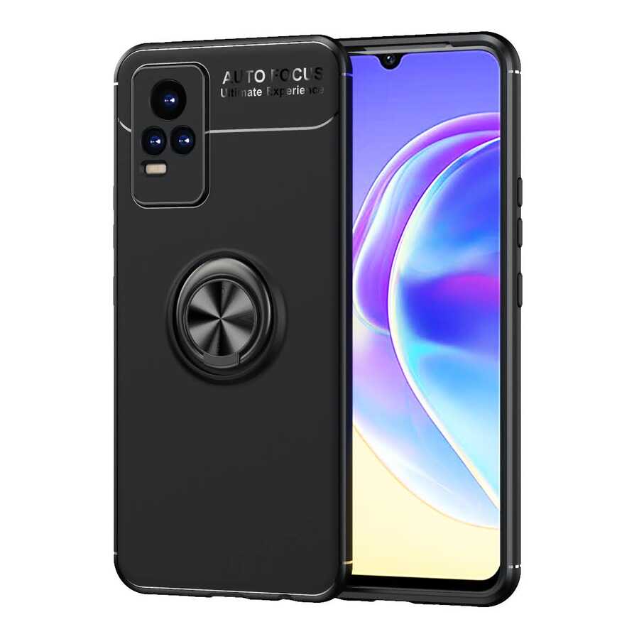 Vivo V21E Kılıf Zore Ravel Silikon Kapak Siyah