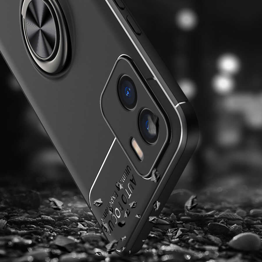 Vivo Y15S Kılıf Zore Ravel Silikon Kapak Siyah-Kırmızı