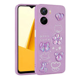Vivo Y16 Kılıf Kabartma Figürlü Parlak Zore Toys Silikon Kapak Mor