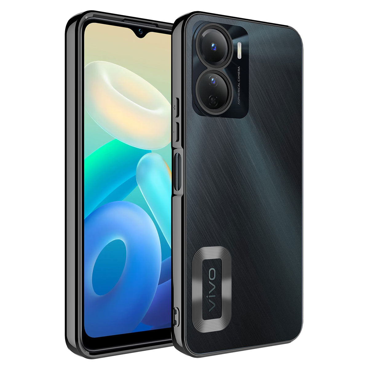 Vivo Y16 Kılıf Kamera Korumalı Logo Gösteren Zore Omega Kapak Siyah