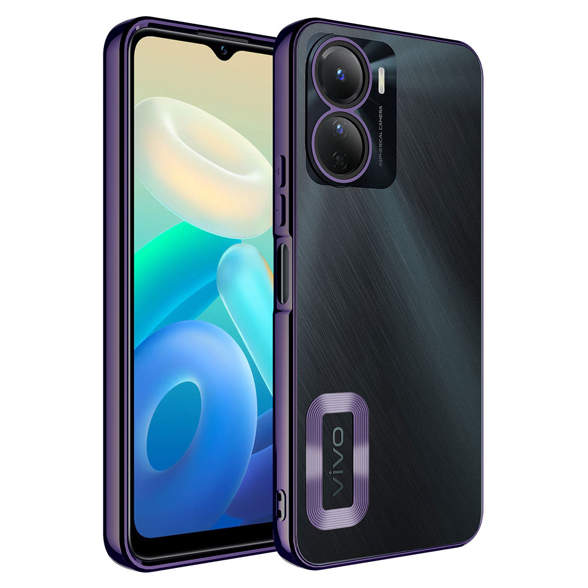 Vivo Y16 Kılıf Kamera Korumalı Logo Gösteren Zore Omega Kapak Derin Mor