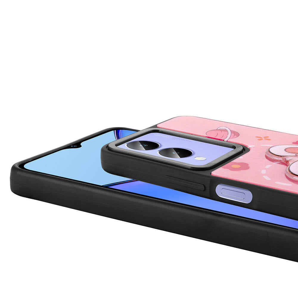 Vivo Y17S Kılıf Parlayan Kabartmalı İkonik Figürlü Zore Amas Silikon Kapak Mor
