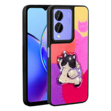 Vivo Y17S Kılıf Parlayan Kabartmalı İkonik Figürlü Zore Amas Silikon Kapak Mor