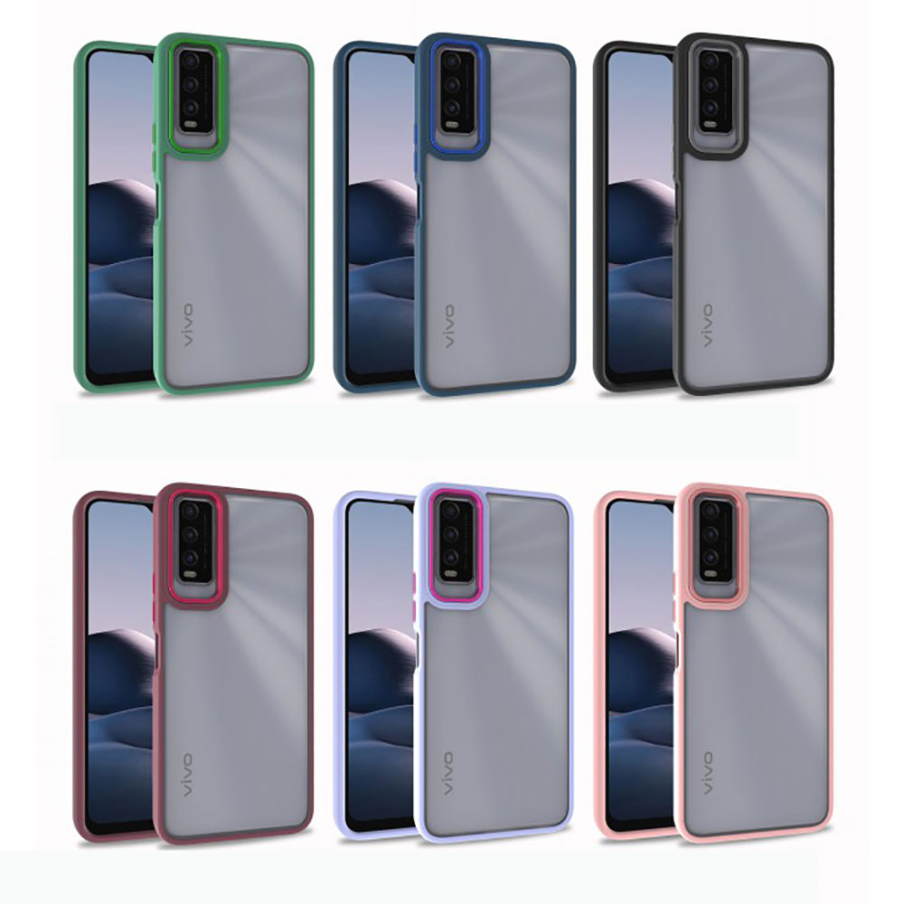 Vivo Y20 Kılıf Zore Flora Kapak Mavi