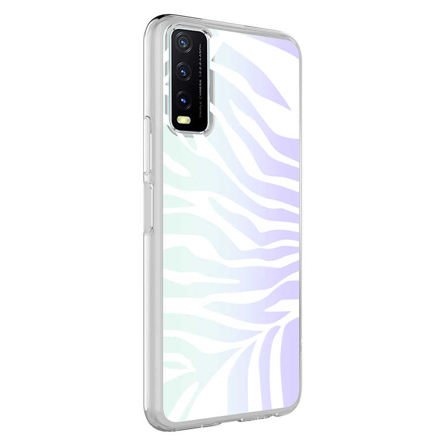 Vivo Y20 Kılıf Zore M-Blue Desenli Kapak Cow No2