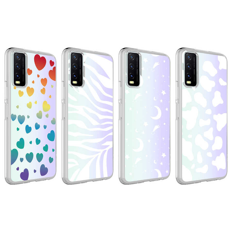 Vivo Y20 Kılıf Zore M-Blue Desenli Kapak Zebra No1