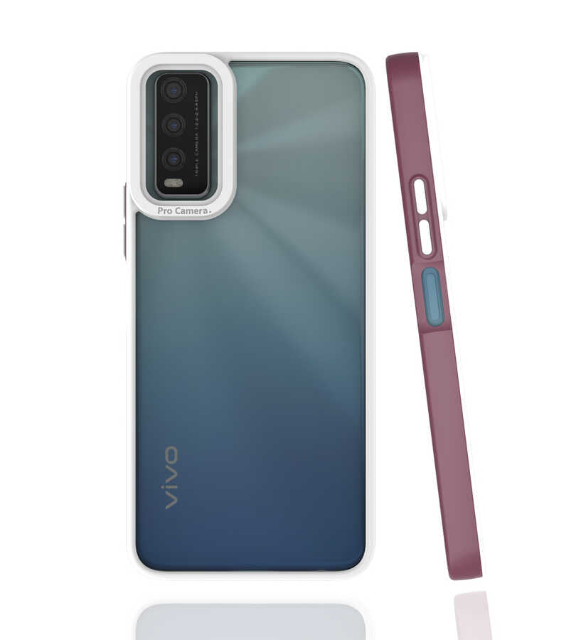 Vivo Y20 Kılıf Zore Mima Kapak Mürdüm