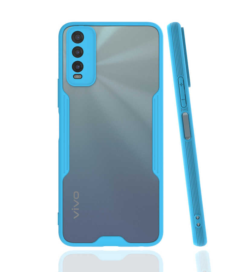 Vivo Y20 Kılıf Zore Parfe Kapak Mavi