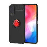 Vivo Y20 Kılıf Zore Ravel Silikon Kapak Siyah-Kırmızı