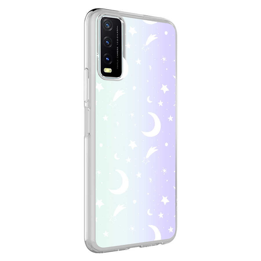 Vivo Y20S Kılıf Zore M-Blue Desenli Kapak Moon No4