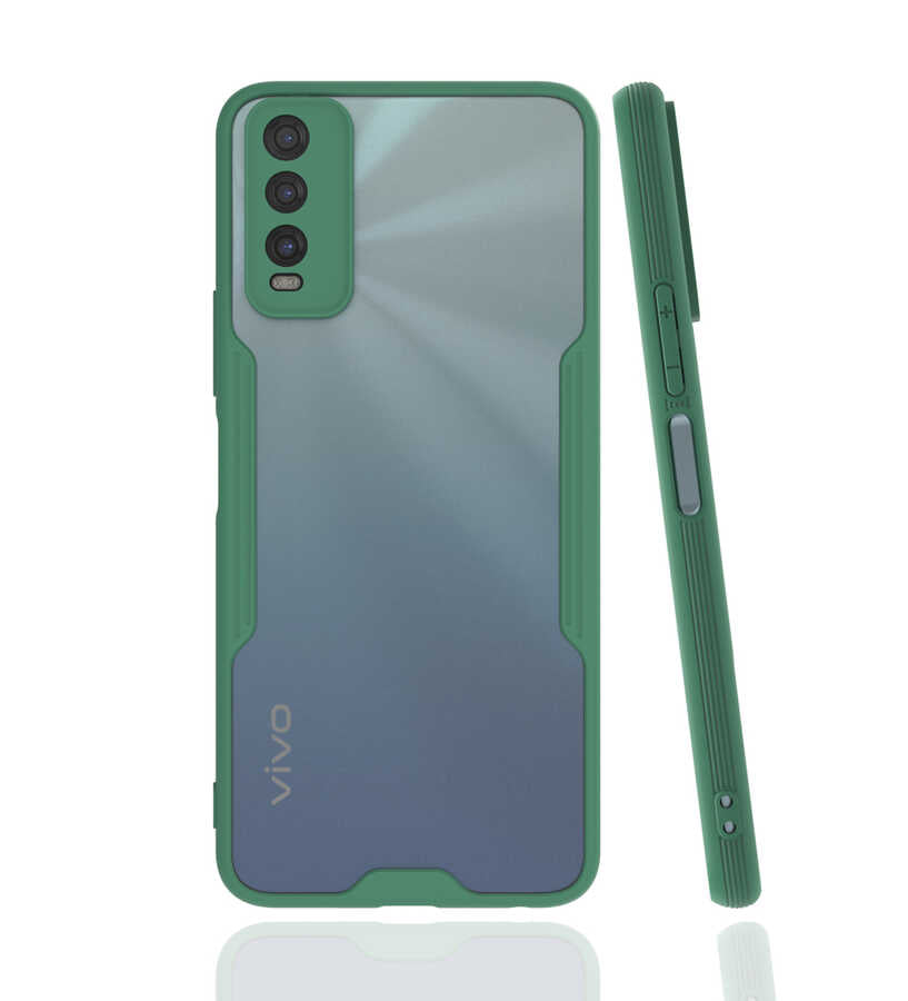 Vivo Y20S Kılıf Zore Parfe Kapak Koyu Yeşil