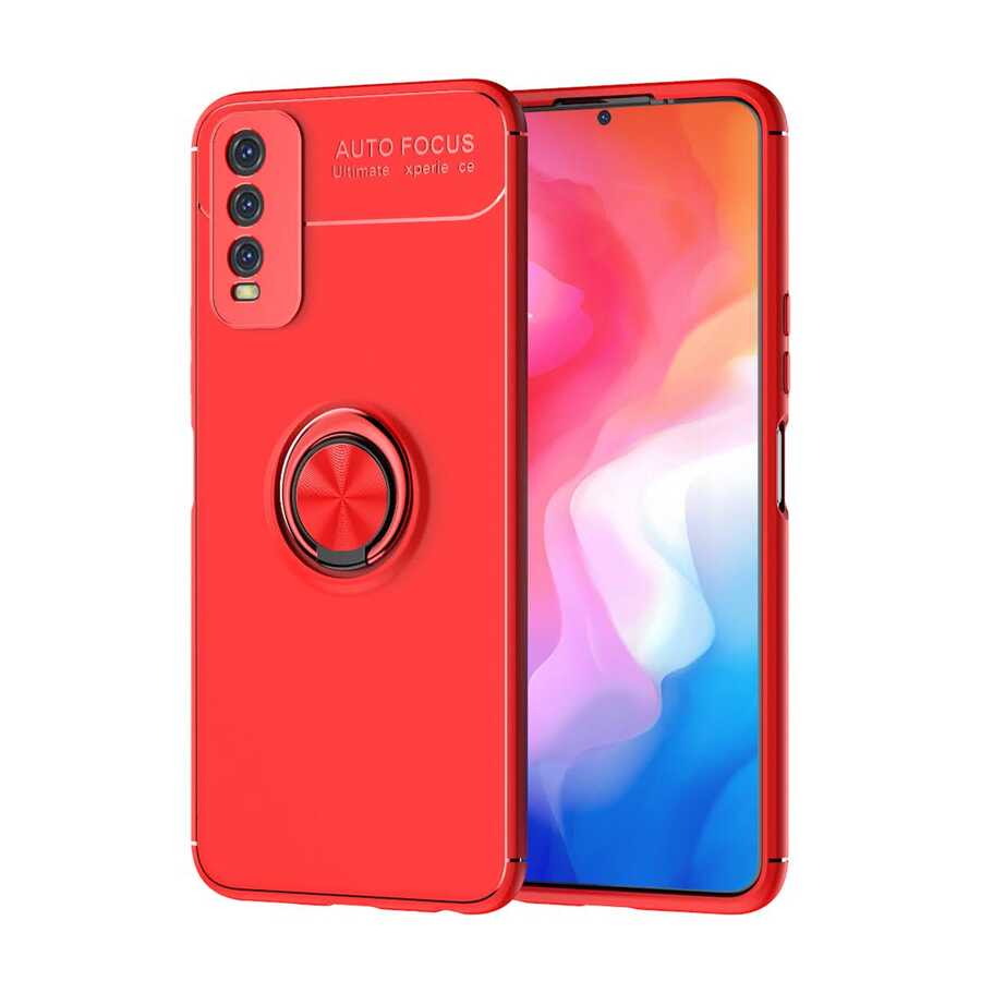 Vivo Y20S Kılıf Zore Ravel Silikon Kapak Kırmızı