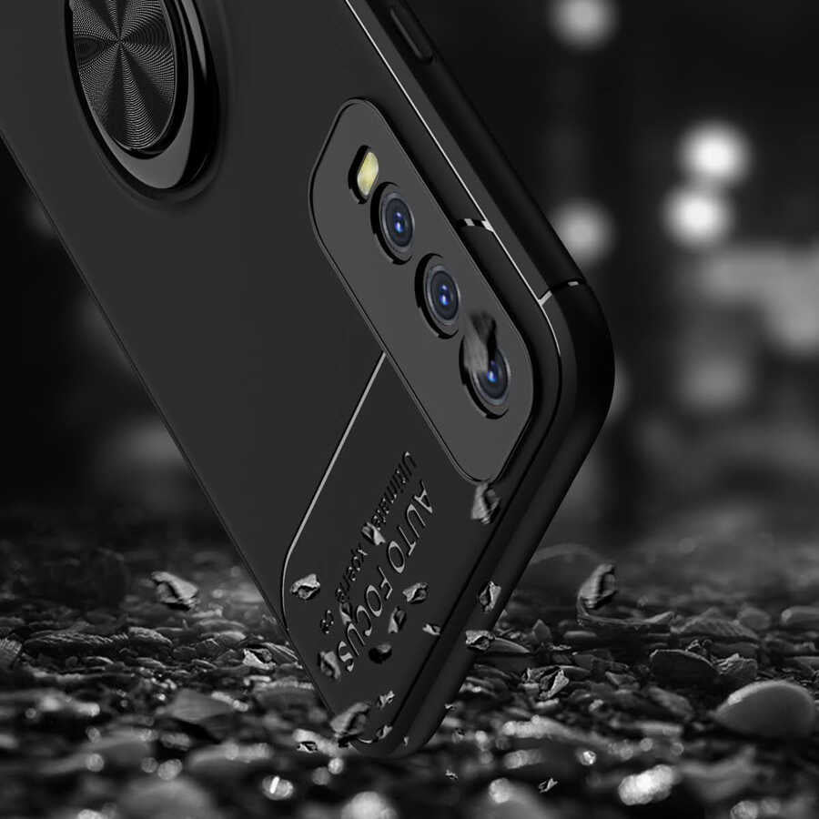 Vivo Y20S Kılıf Zore Ravel Silikon Kapak Siyah-Mavi