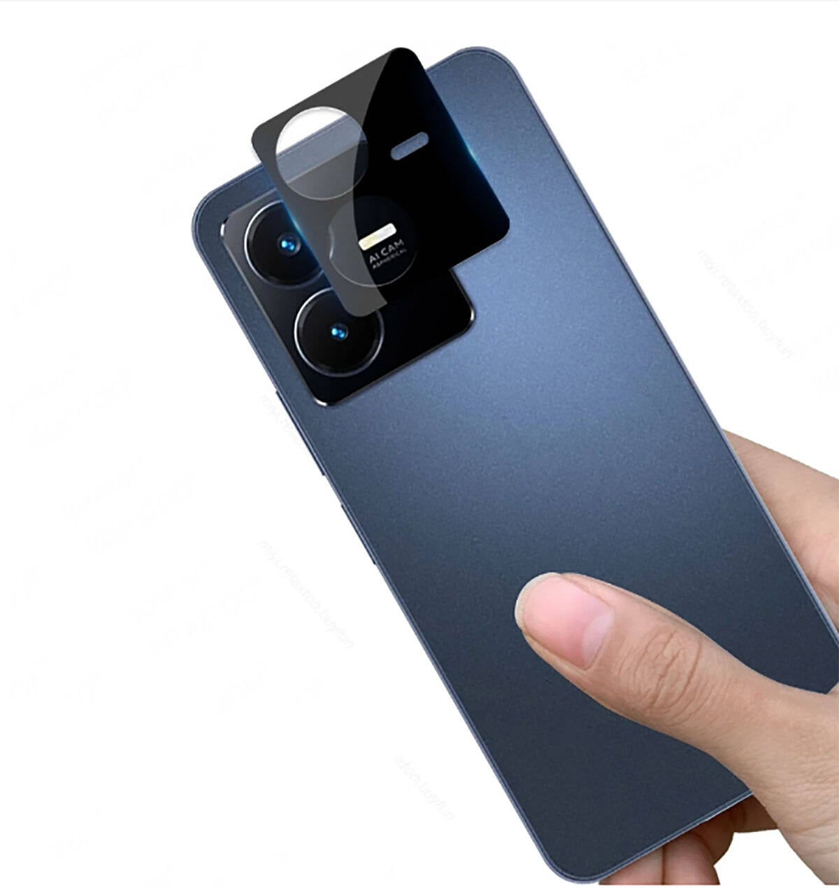 Vivo Y22 Zore 3D Kamera Camı Siyah