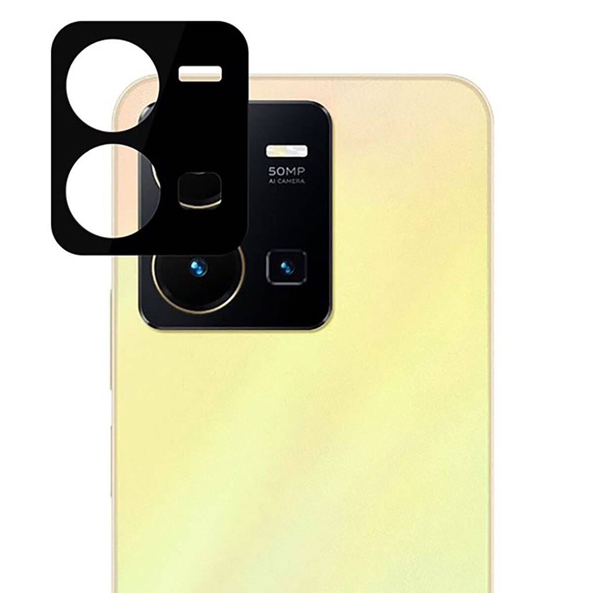 Vivo Y22S Zore 3D Kamera Camı Siyah