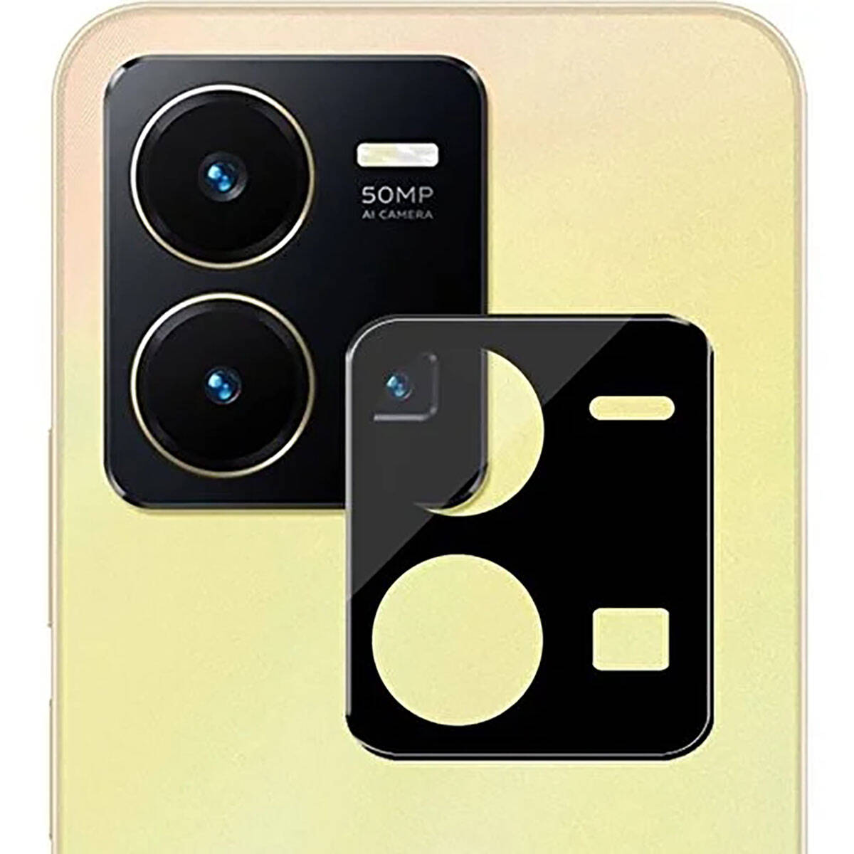 Vivo Y22S Zore 3D Kamera Camı Siyah
