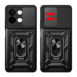 Vivo Y28 Kılıf Magnetik Standlı Kamera Korumalı Zore Sürgülü Vega Kapak Mavi