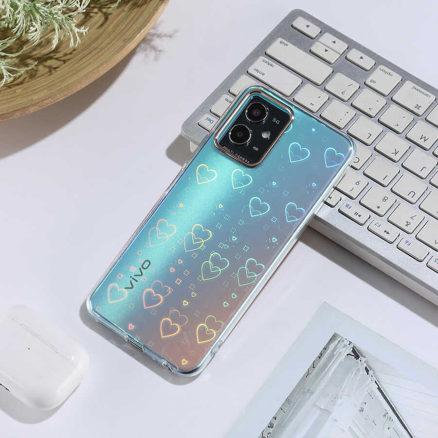 Vivo Y32 Kılıf Zore Sidney Desenli Sert Kapak Heart No1