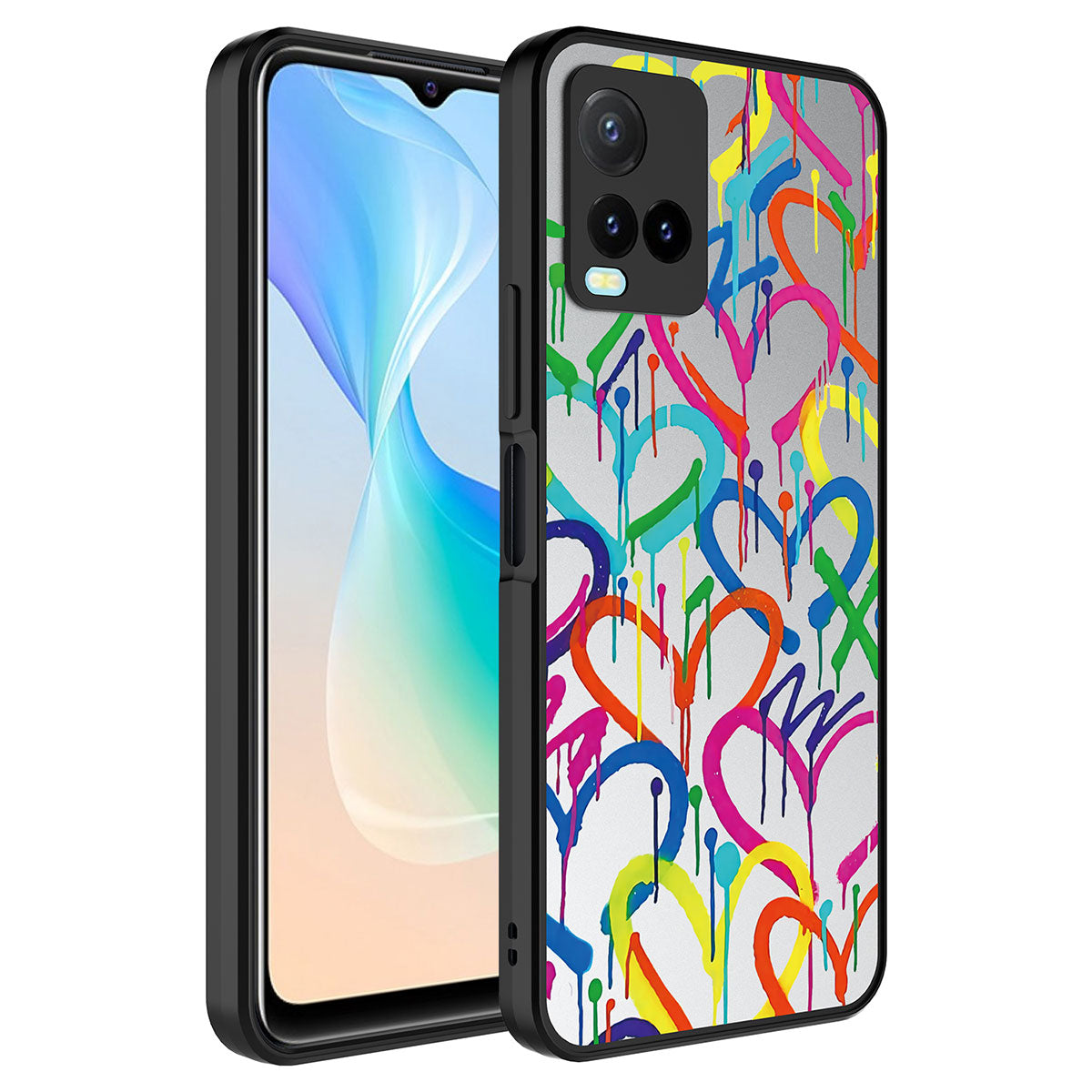 Vivo Y33S Kılıf Aynalı Desenli Kamera Korumalı Parlak Zore Mirror Kapak Kalp