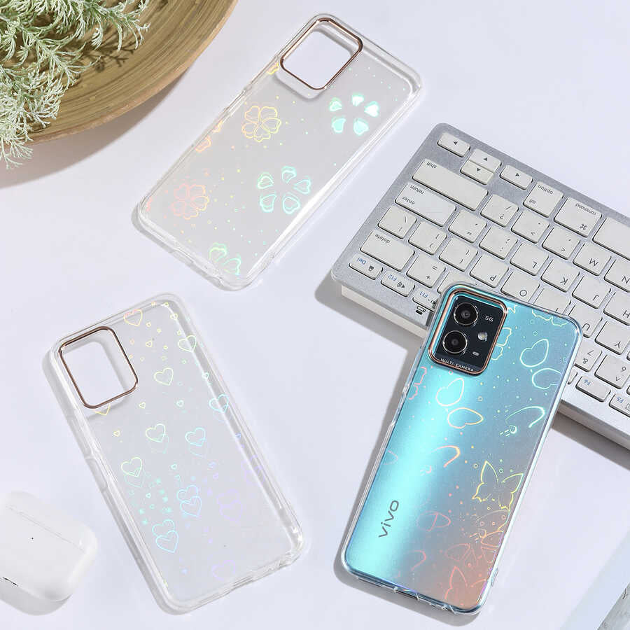 Vivo Y33S Kılıf Zore Sidney Desenli Sert Kapak Flower No3