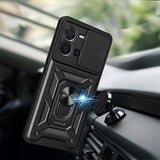 Vivo Y35 Kılıf Magnetik Standlı Kamera Korumalı Zore Sürgülü Vega Kapak Siyah