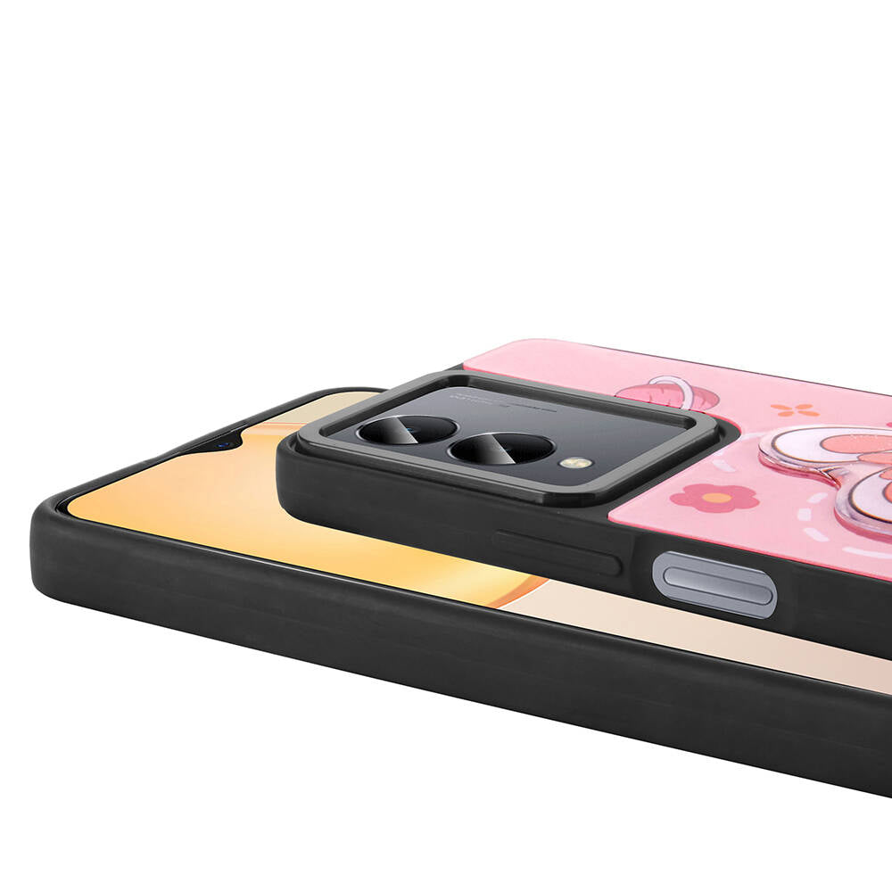 Vivo Y36 5G Kılıf Parlayan Kabartmalı İkonik Figürlü Zore Amas Silikon Kapak Mor