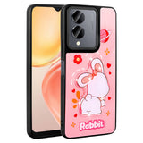 Vivo Y36 5G Kılıf Parlayan Kabartmalı İkonik Figürlü Zore Amas Silikon Kapak Pembe