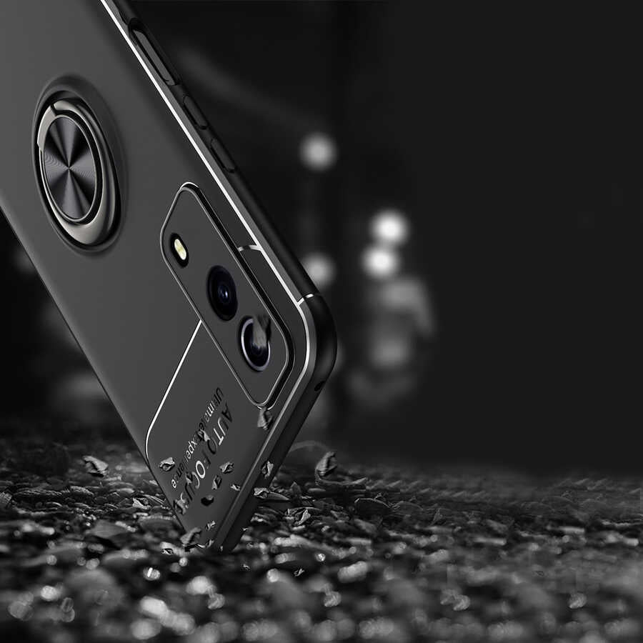 Vivo Y53S 4G Kılıf Zore Ravel Silikon Kapak Siyah-Rose Gold