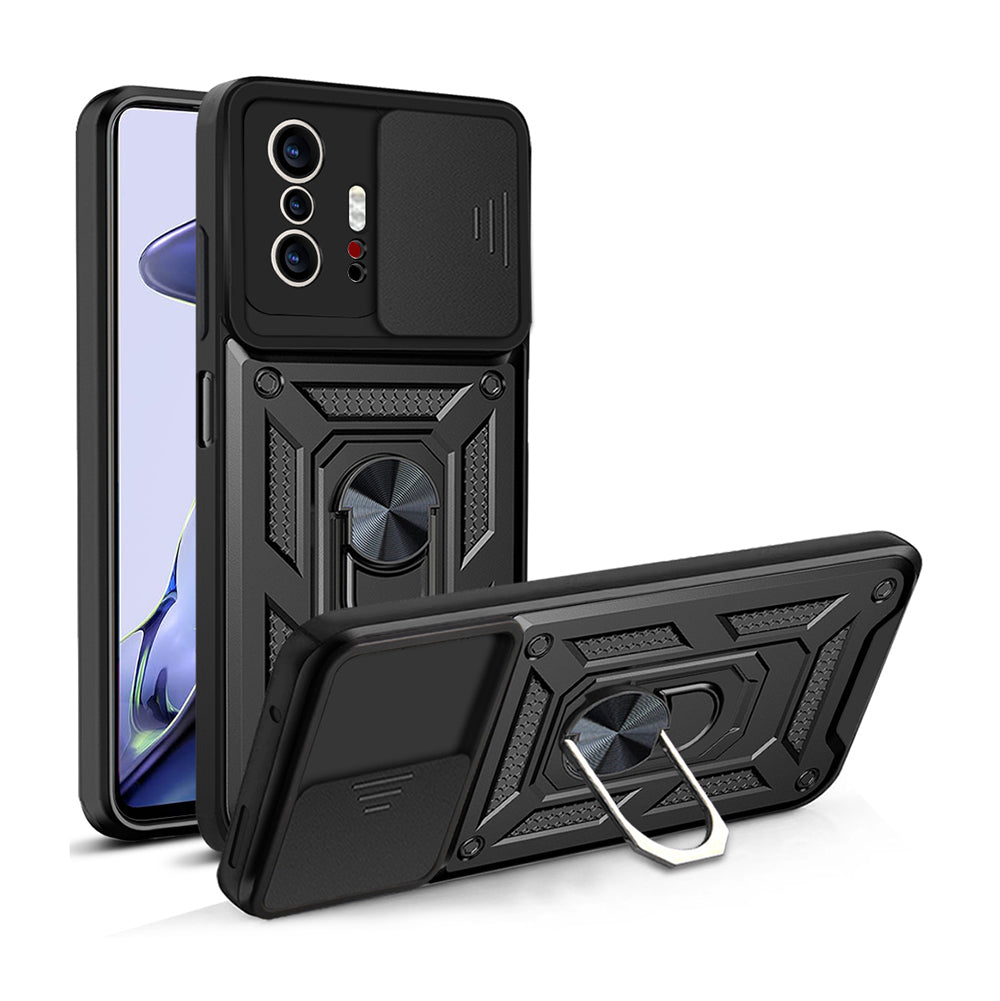Xiaomi 11T Pro 5G Kılıf Magnetik Standlı Kamera Korumalı Zore Sürgülü Vega Kapak Siyah