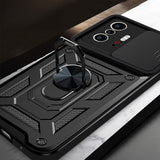 Xiaomi 11T Pro 5G Kılıf Magnetik Standlı Kamera Korumalı Zore Sürgülü Vega Kapak Siyah