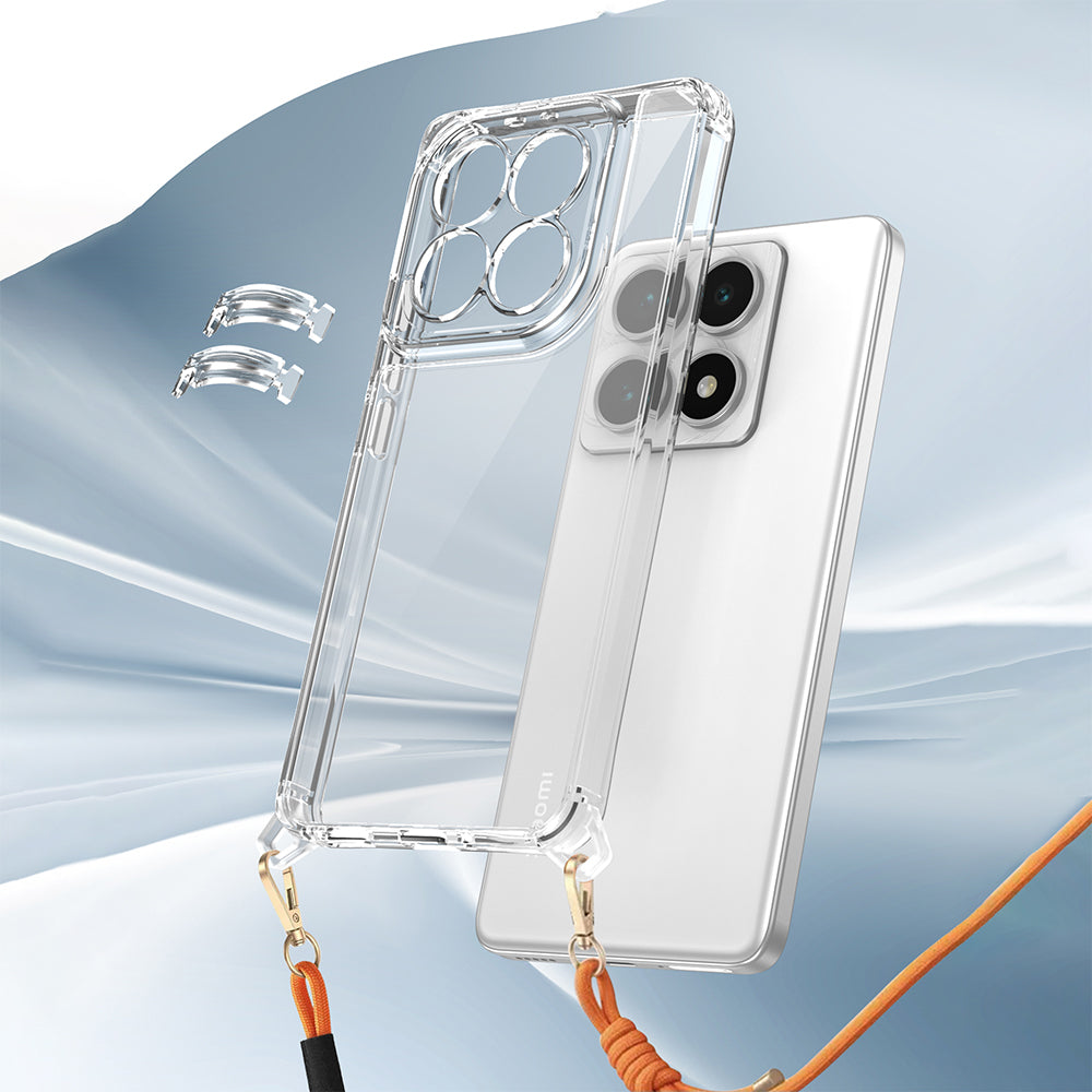Xiaomi 14T Kılıf Airbagli Takılabilir Askı Aparatlı Zore Snap Silikon Kapak Şeffaf